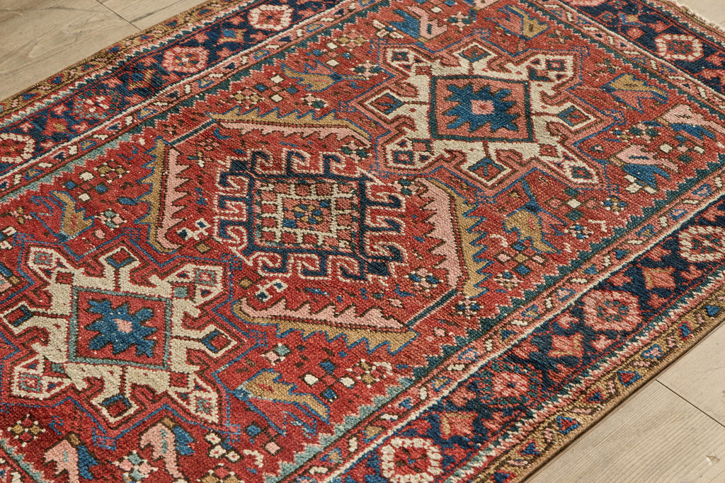 Nicky Kehoe - Red & Blue Heriz Throw Rug 3’3 X 4’2