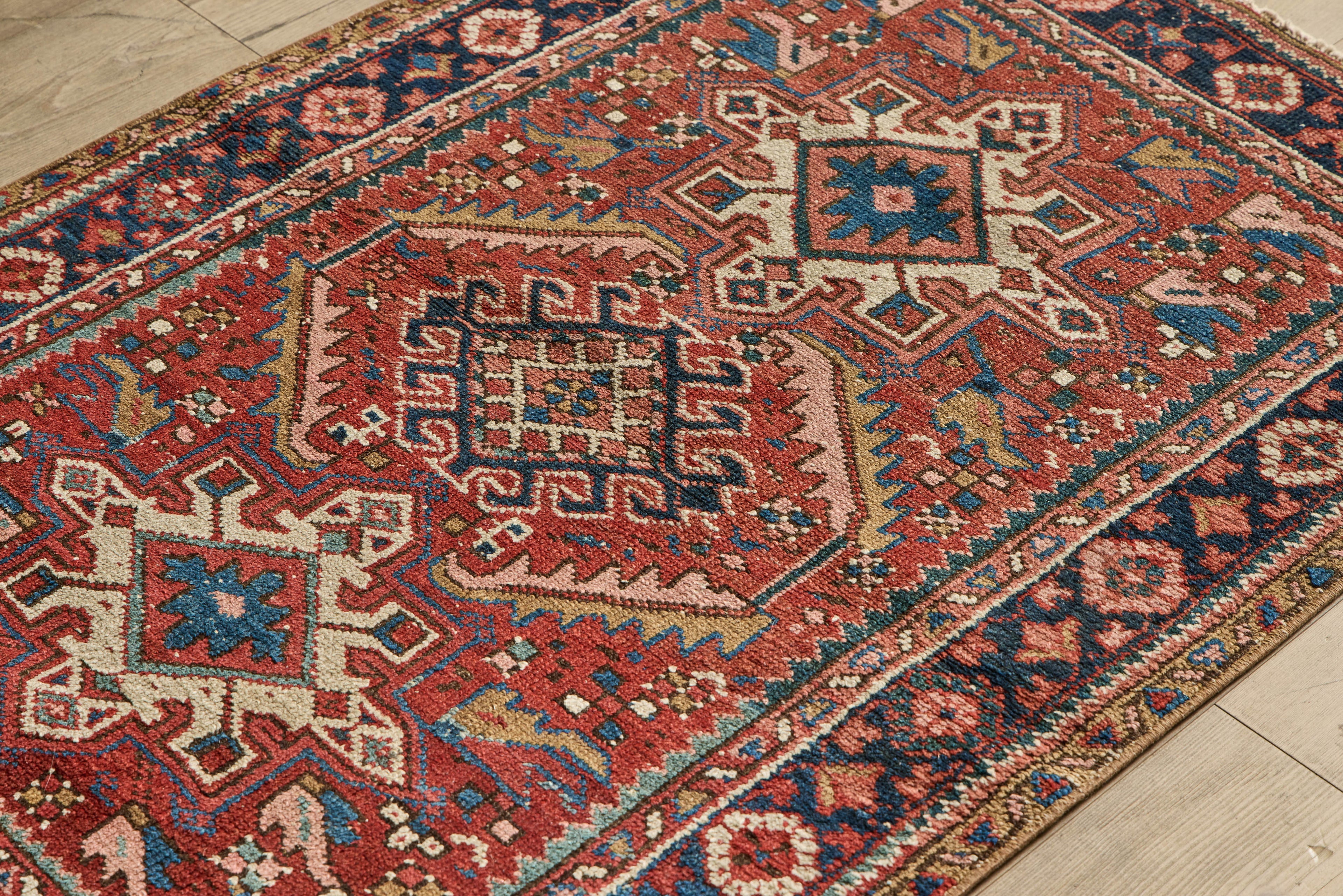 Nicky Kehoe - Red & Blue Heriz Throw Rug 3’3 X 4’2