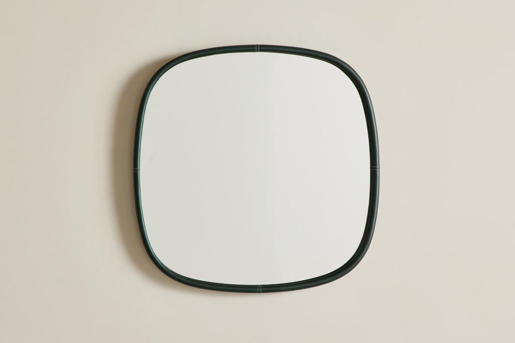 Nicky Kehoe - Square Green Leather Mirror, Large