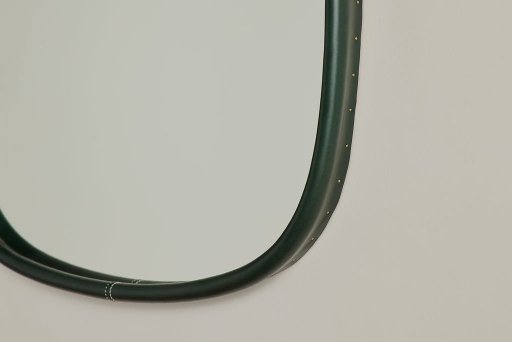 Nicky Kehoe - Square Green Leather Mirror, Large