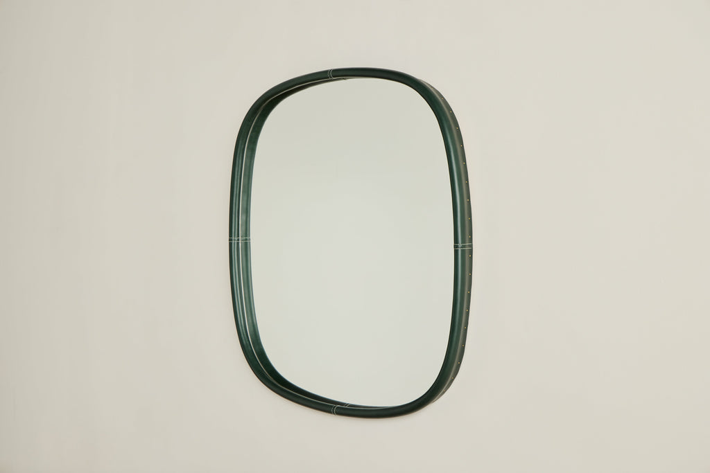 Nicky Kehoe - Square Green Leather Mirror, Large