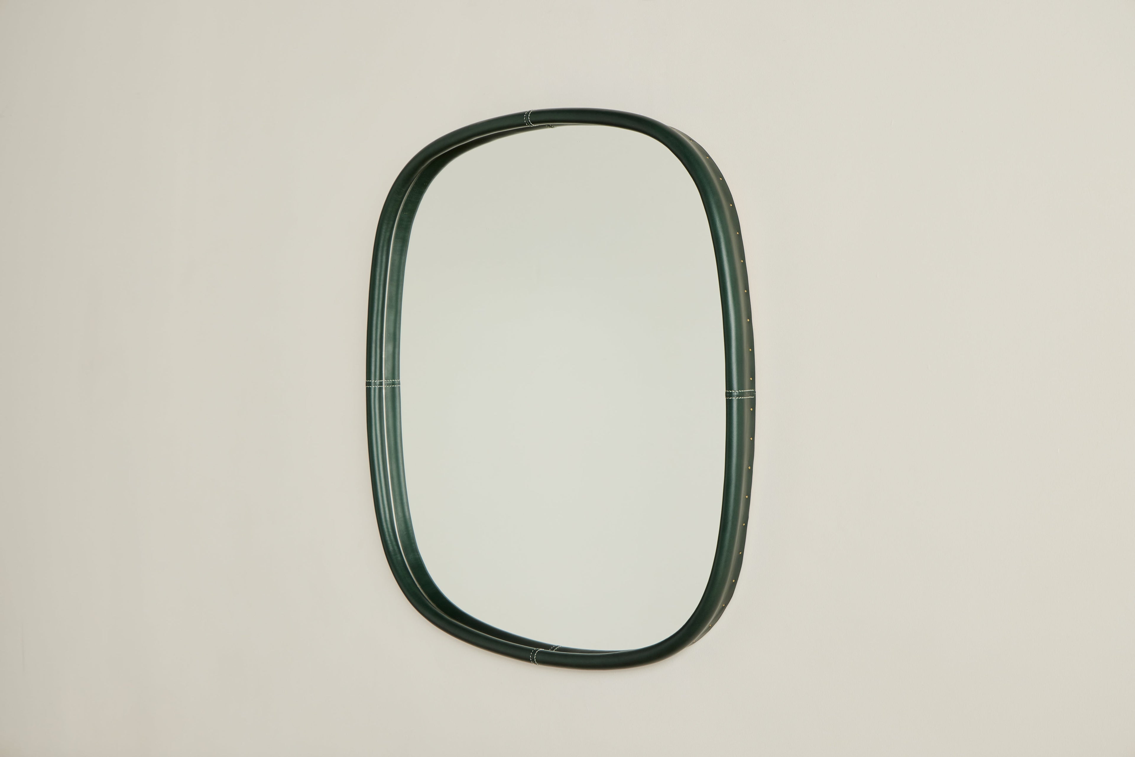 Nicky Kehoe - Square Green Leather Mirror, Large