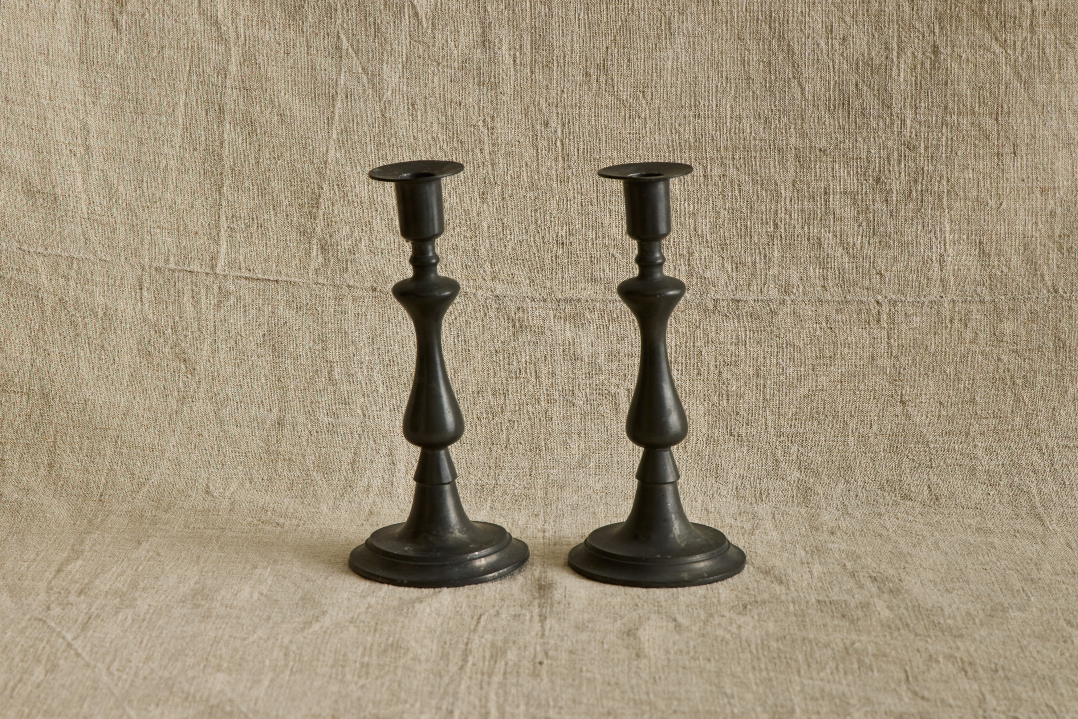 Nicky Kehoe - VTG PAIR OF 19TH CENTURY PEWTER CANDLESTICKS