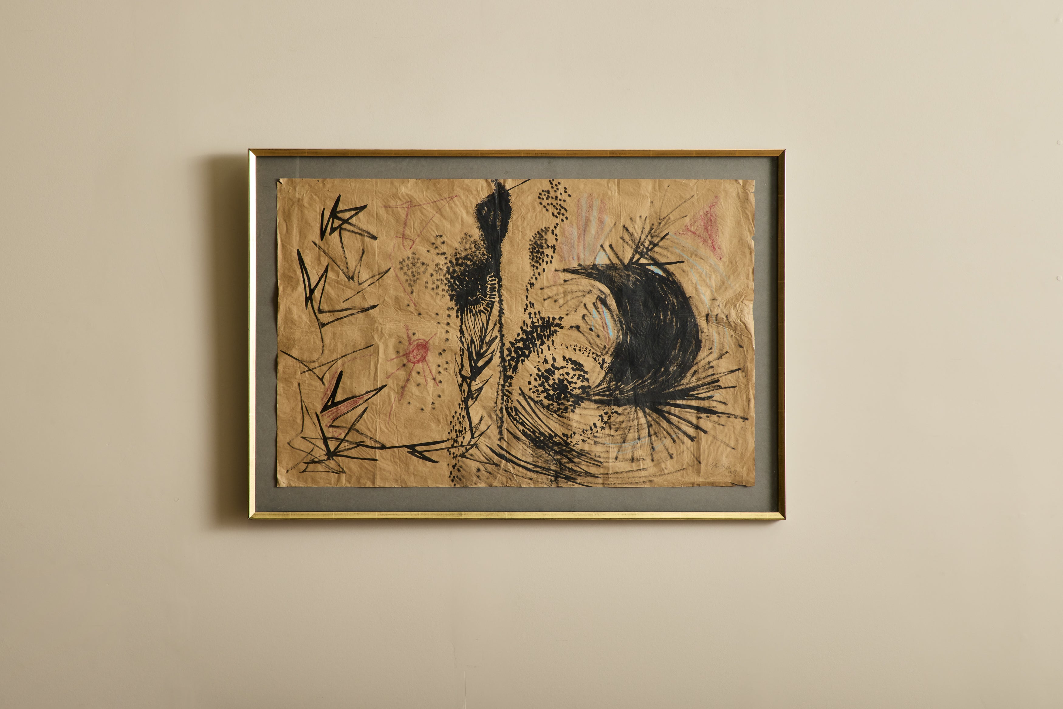 Nicky Kehoe - VTG ABSTRACT INK & CRAYON ON PAPER