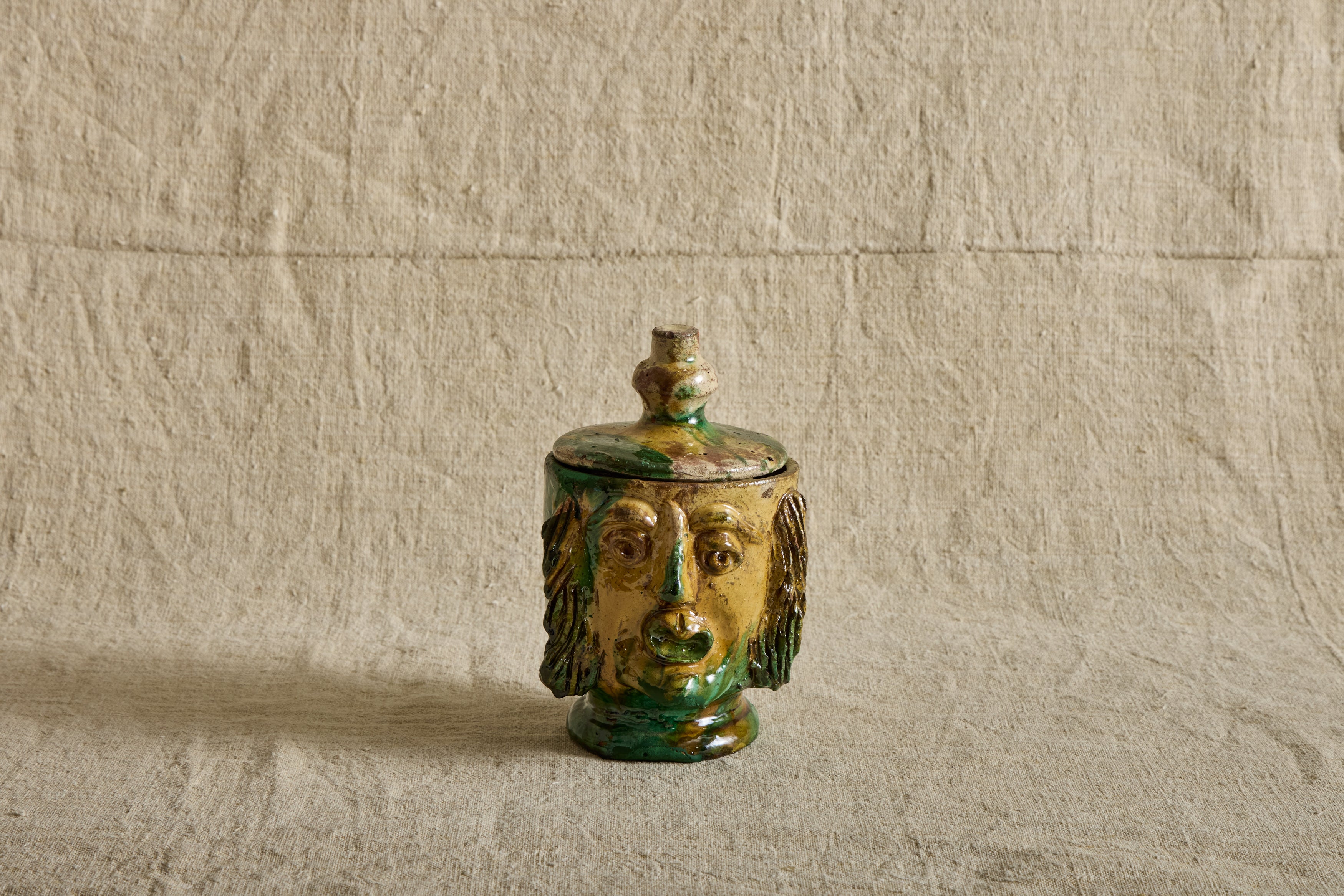 Nicky Kehoe - VTG YELLOW ITALIAN FACE JAR