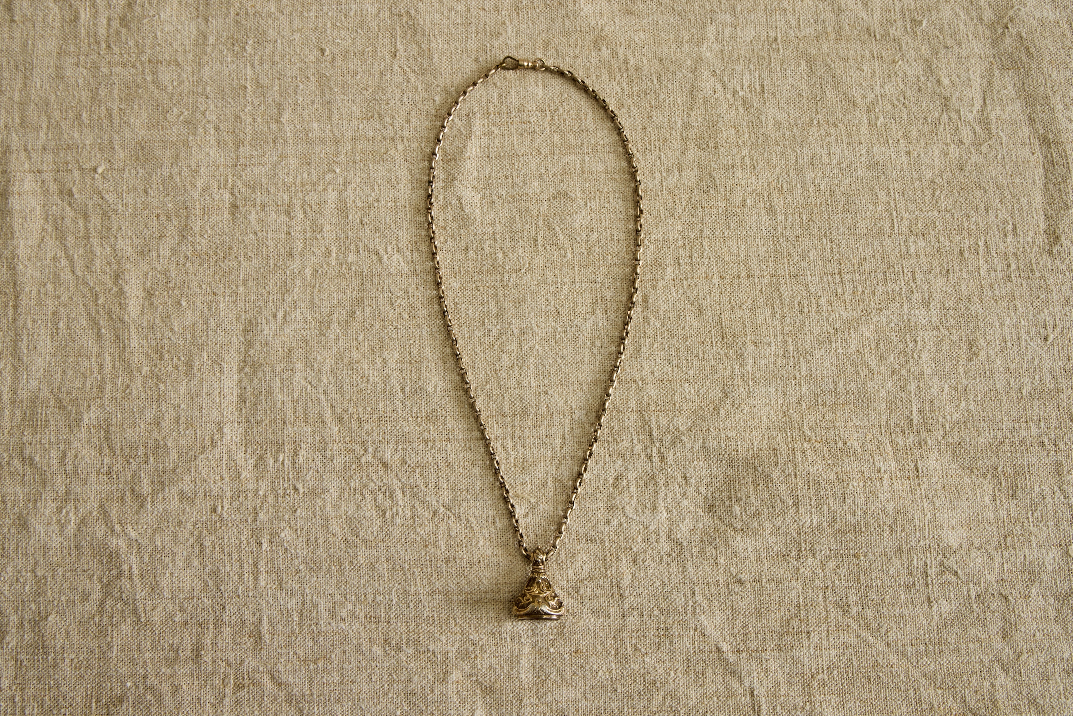 Nicky Kehoe - Early Georgian Agate Fob with Guard Chain Necklace