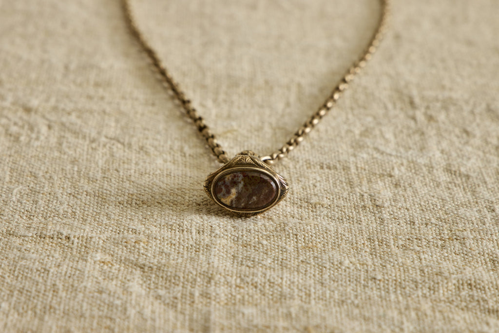 Nicky Kehoe - Early Georgian Agate Fob with Guard Chain Necklace
