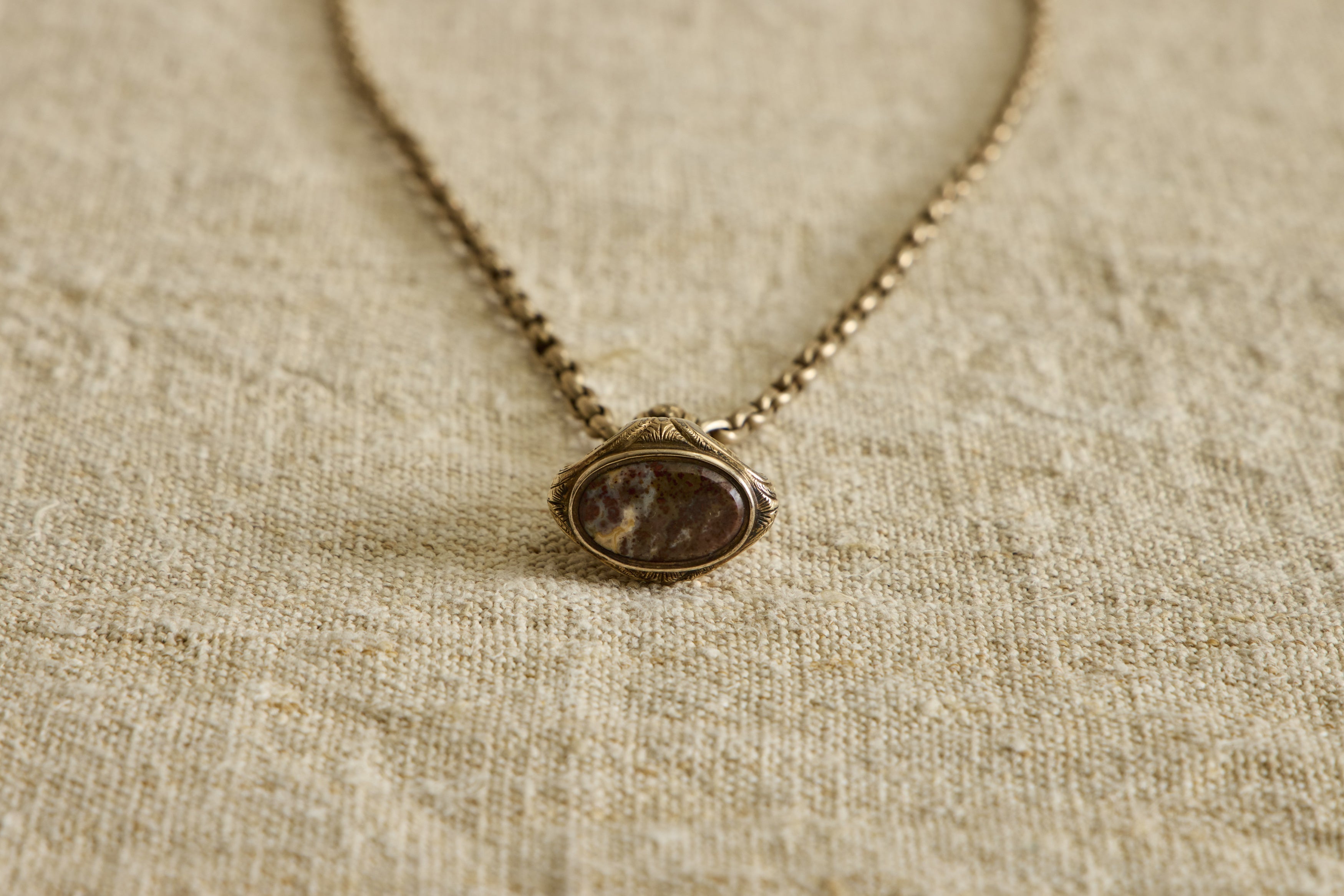 Nicky Kehoe - Early Georgian Agate Fob with Guard Chain Necklace