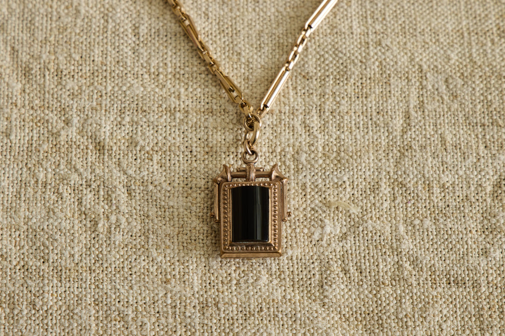 Nicky Kehoe - Agate & Black Oynx Fob Necklace