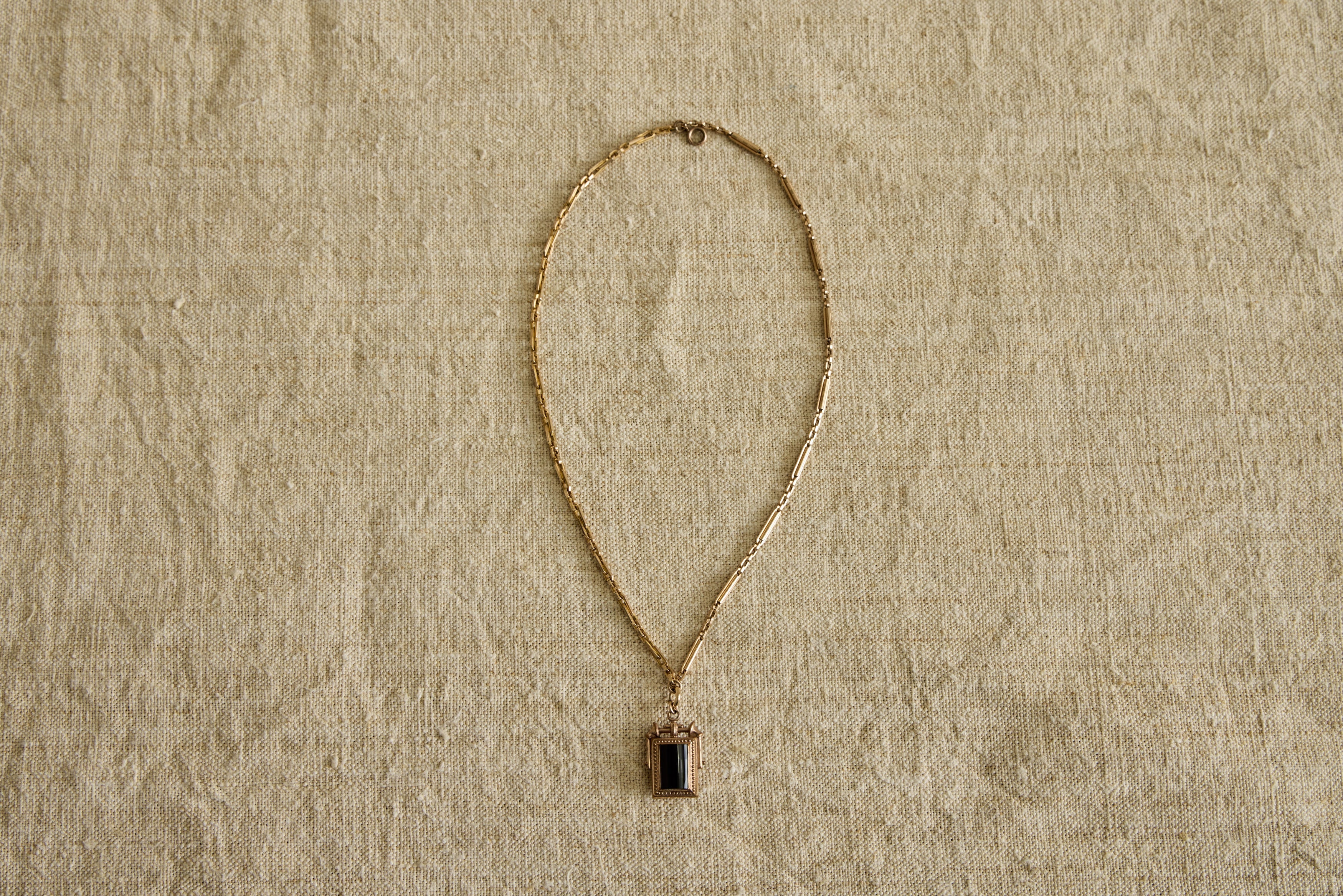 Nicky Kehoe - Agate & Black Oynx Fob Necklace