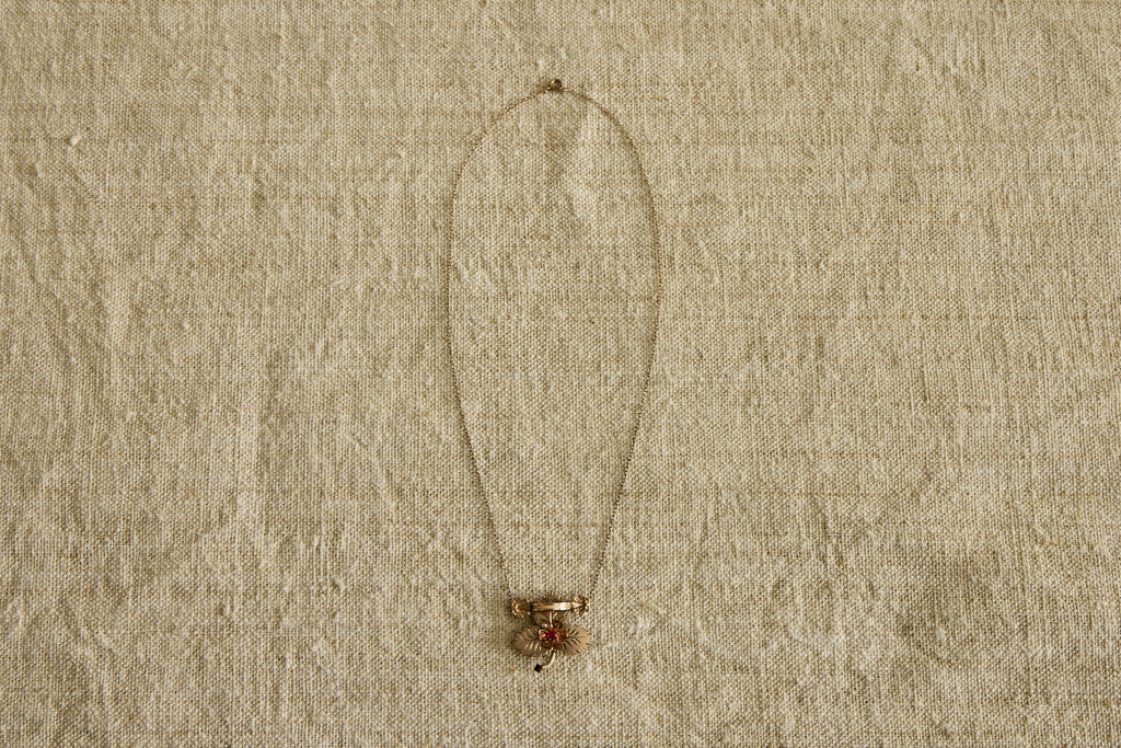 Nicky Kehoe - Early 20th Century Garnet Clover Pendant Necklace