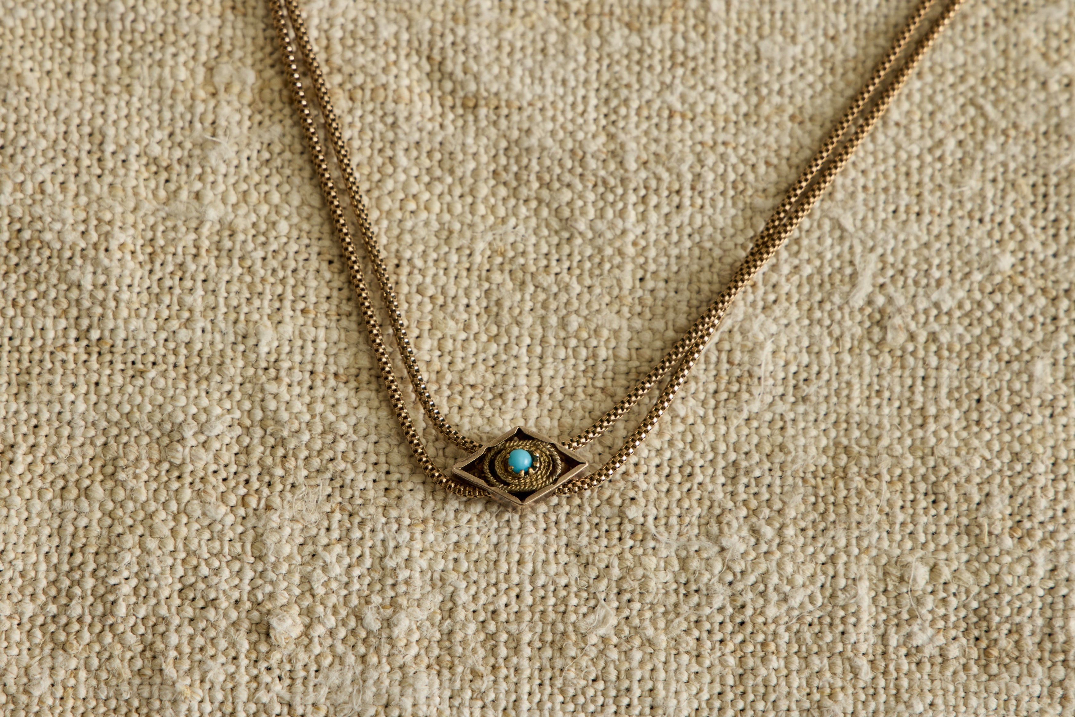 Nicky Kehoe - 19th Century Turquoise Slide Chain Necklace
