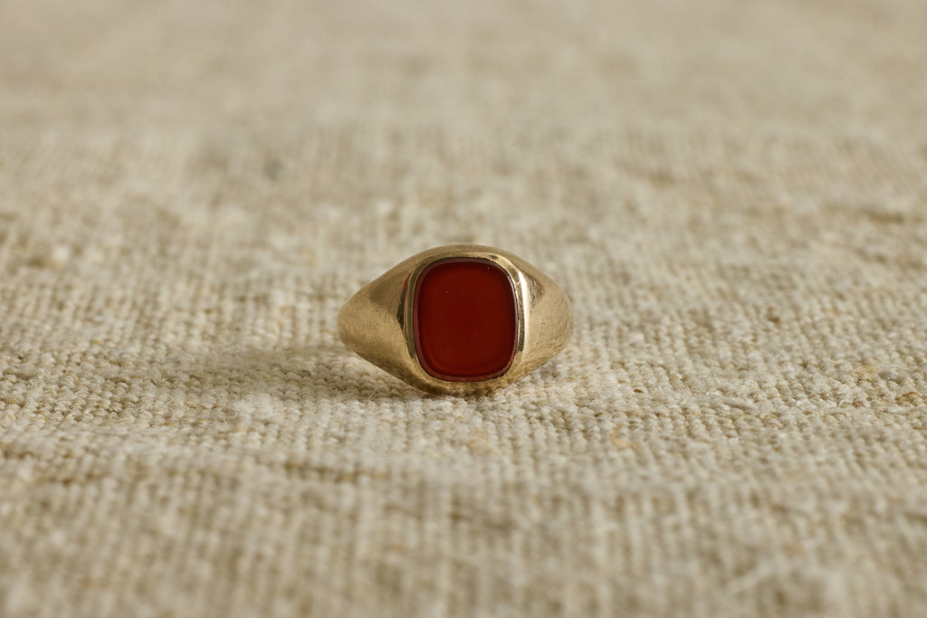 Nicky Kehoe - 1970s Gold and Carnelian Square Signet Ring