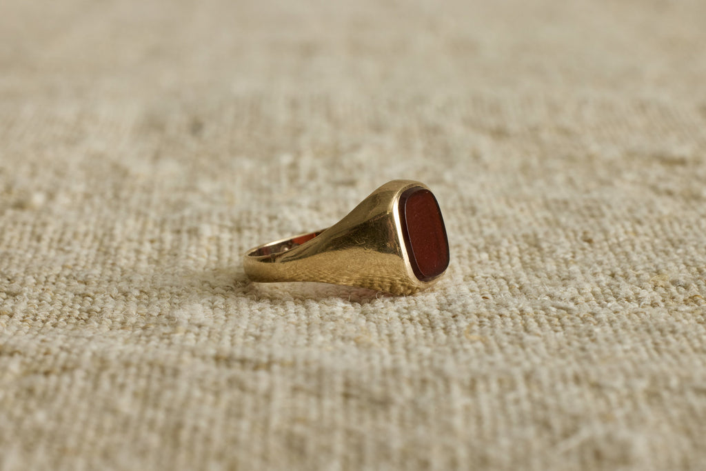 Nicky Kehoe - 1970s Gold and Carnelian Square Signet Ring