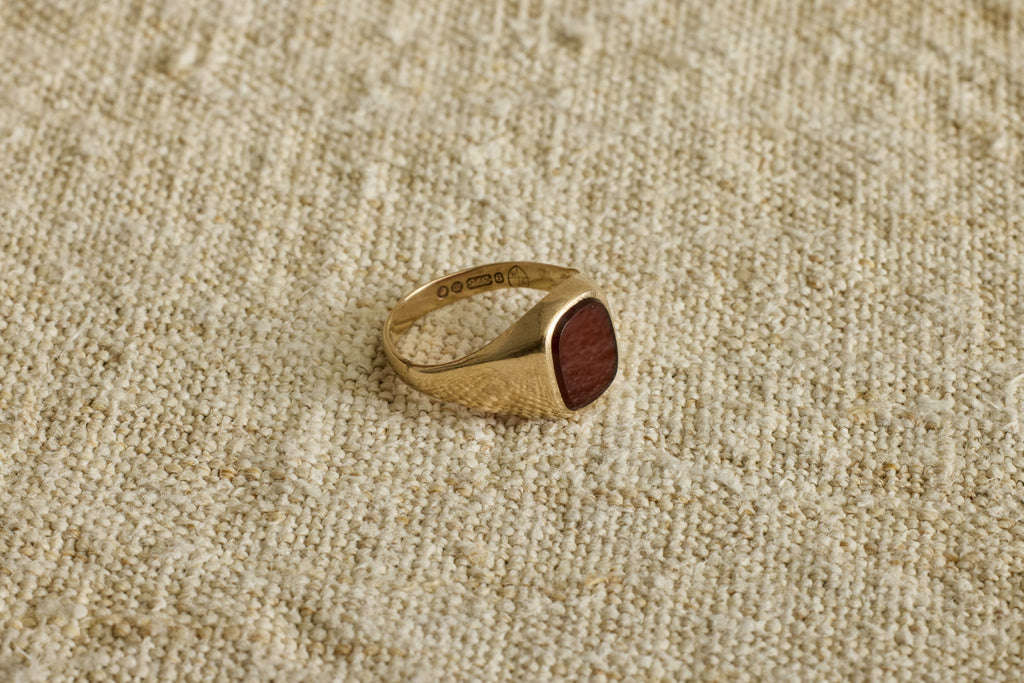 Nicky Kehoe - 1970s Gold and Carnelian Square Signet Ring