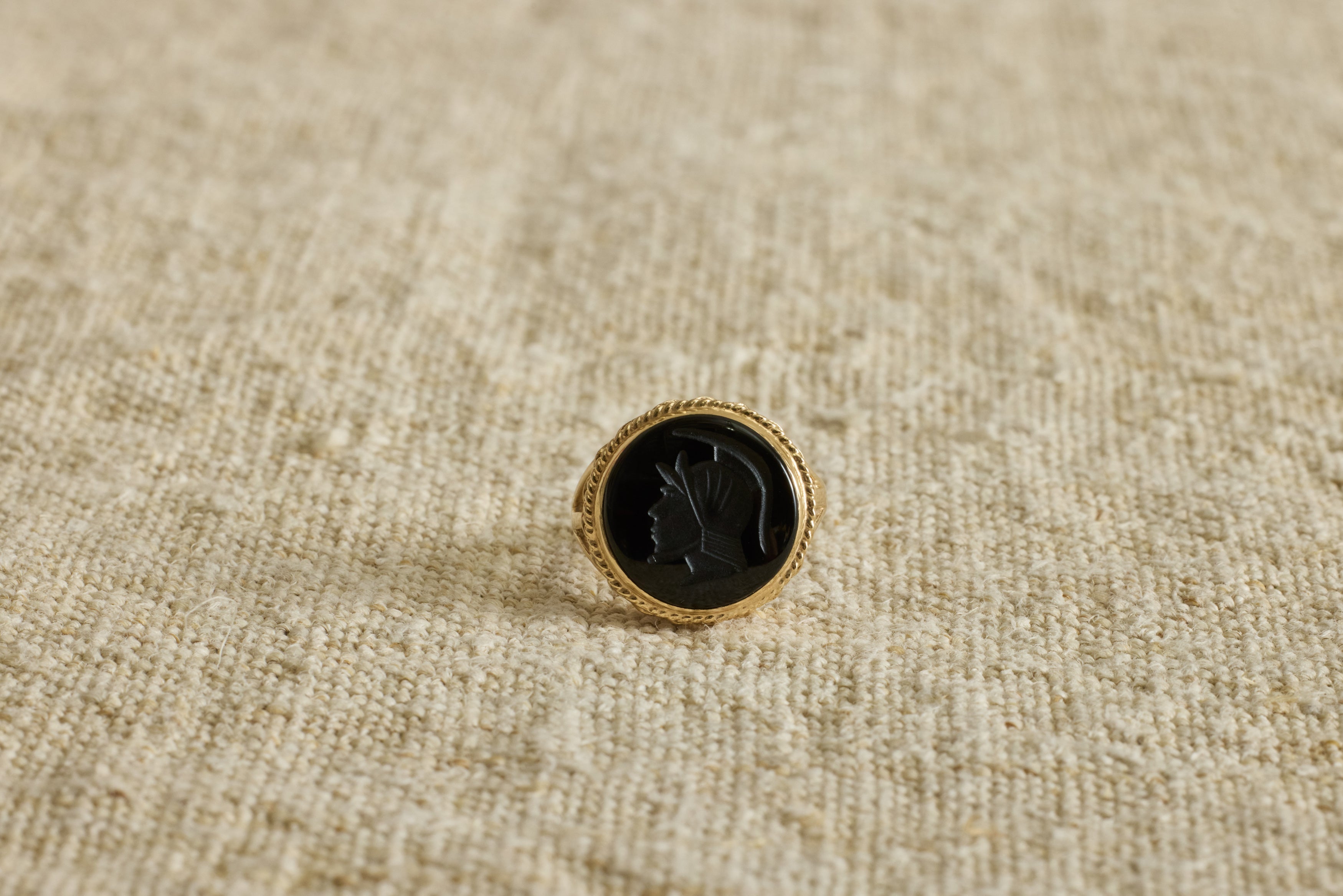 Nicky Kehoe - 1920s Gold Agate Round Intaglio Ring