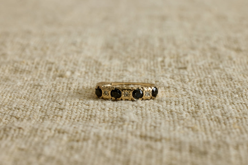 Nicky Kehoe - 1940s Sapphire and Diamond High Etched Band