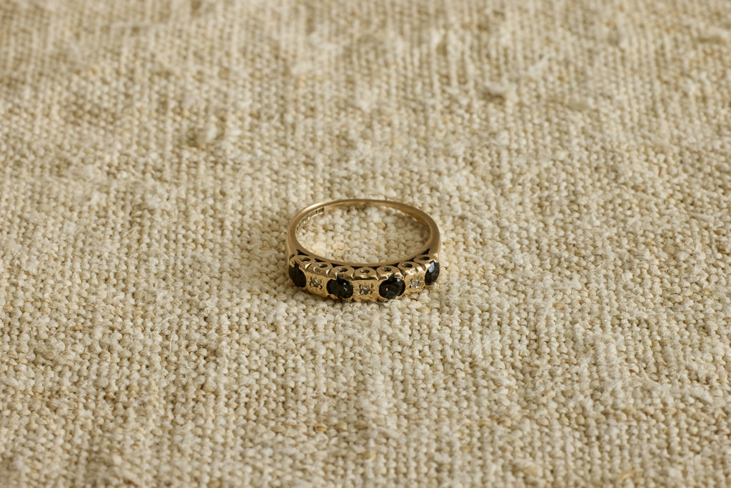 Nicky Kehoe - 1940s Sapphire and Diamond High Etched Band