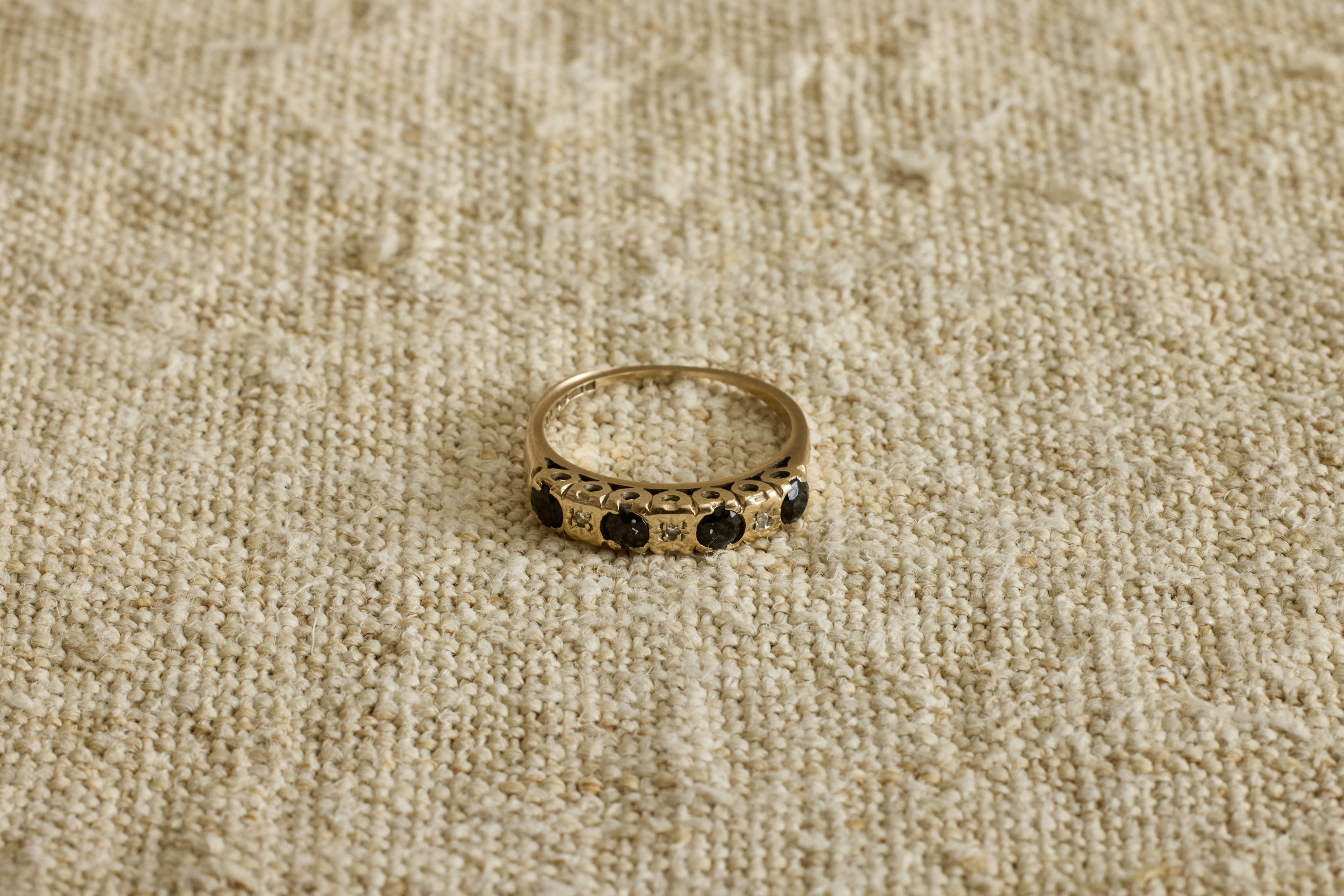 Nicky Kehoe - 1940s Sapphire and Diamond High Etched Band