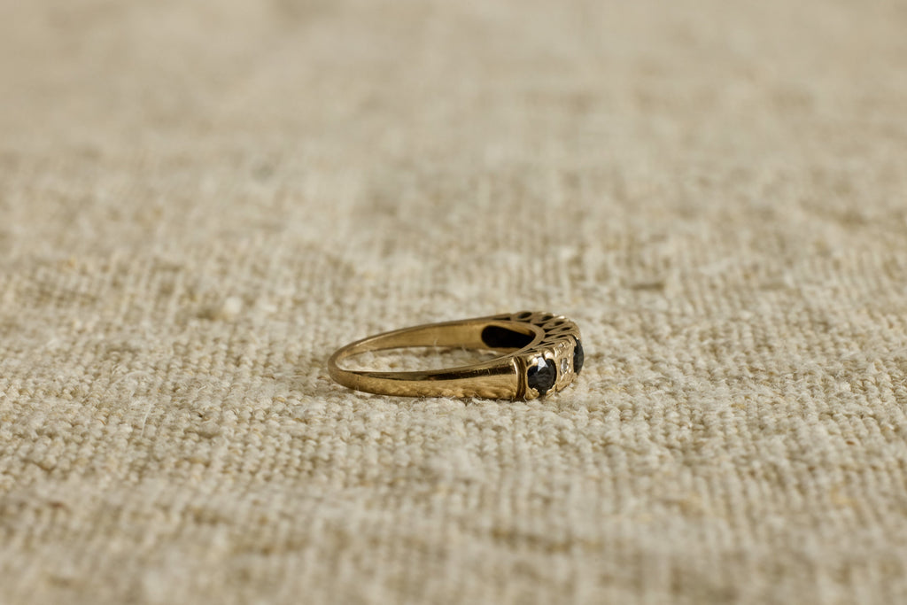 Nicky Kehoe - 1940s Sapphire and Diamond High Etched Band