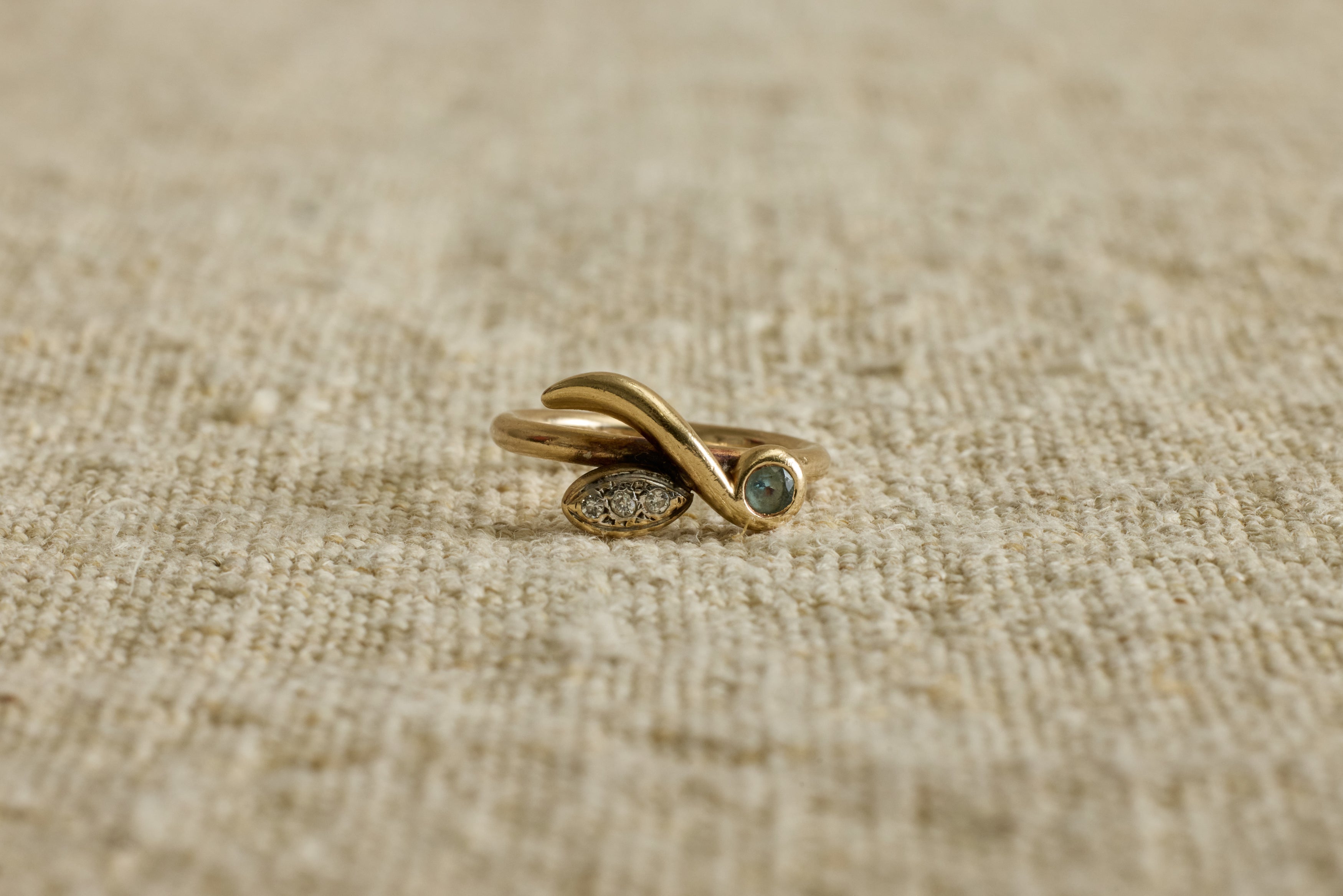 Nicky Kehoe - Handmade 1960s Gold, Diamond & Tourmaline Ring