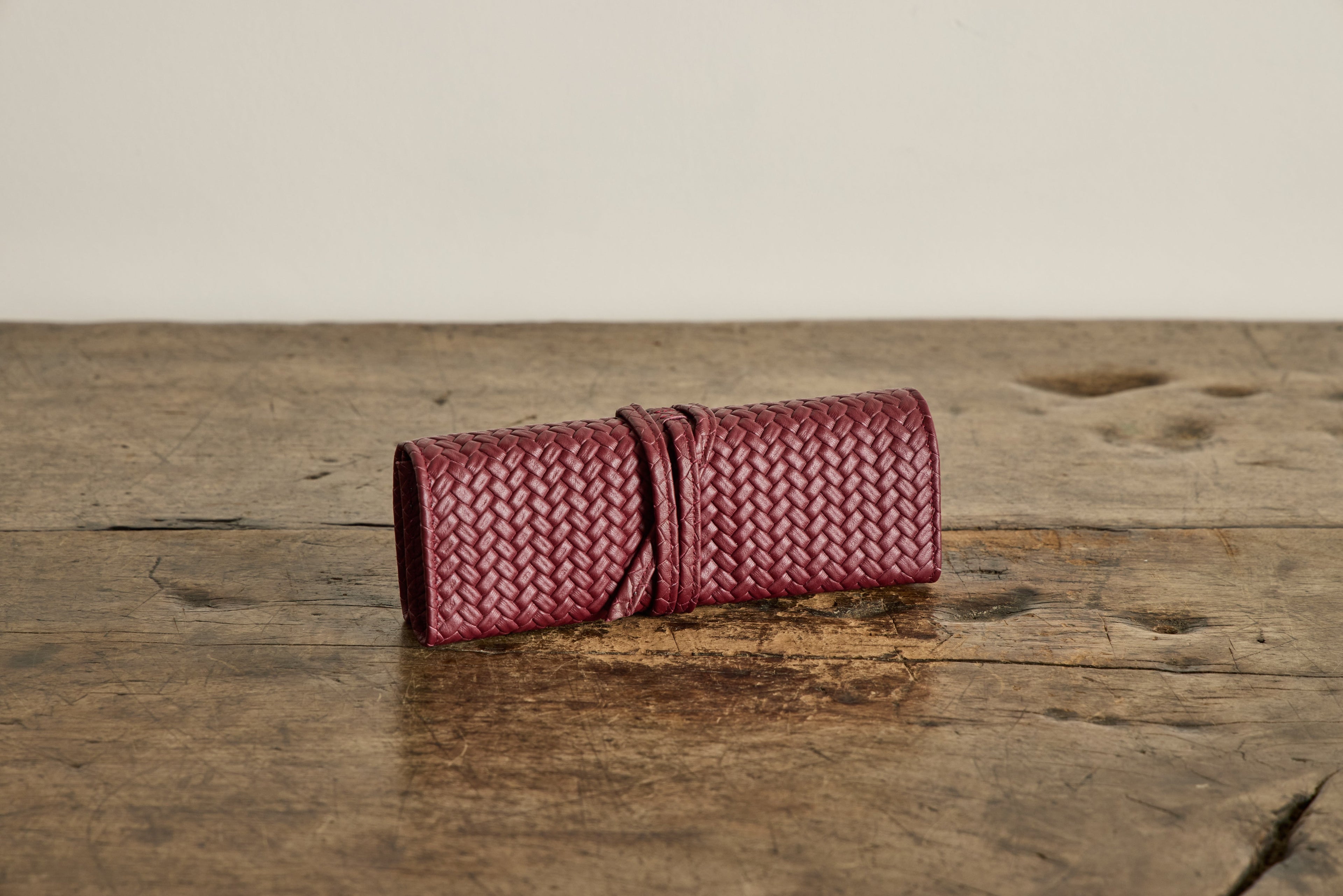 Nicky Kehoe - Burgundy Leather Jewelry Roll