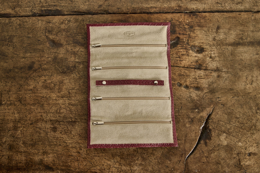 Nicky Kehoe - Burgundy Leather Jewelry Roll