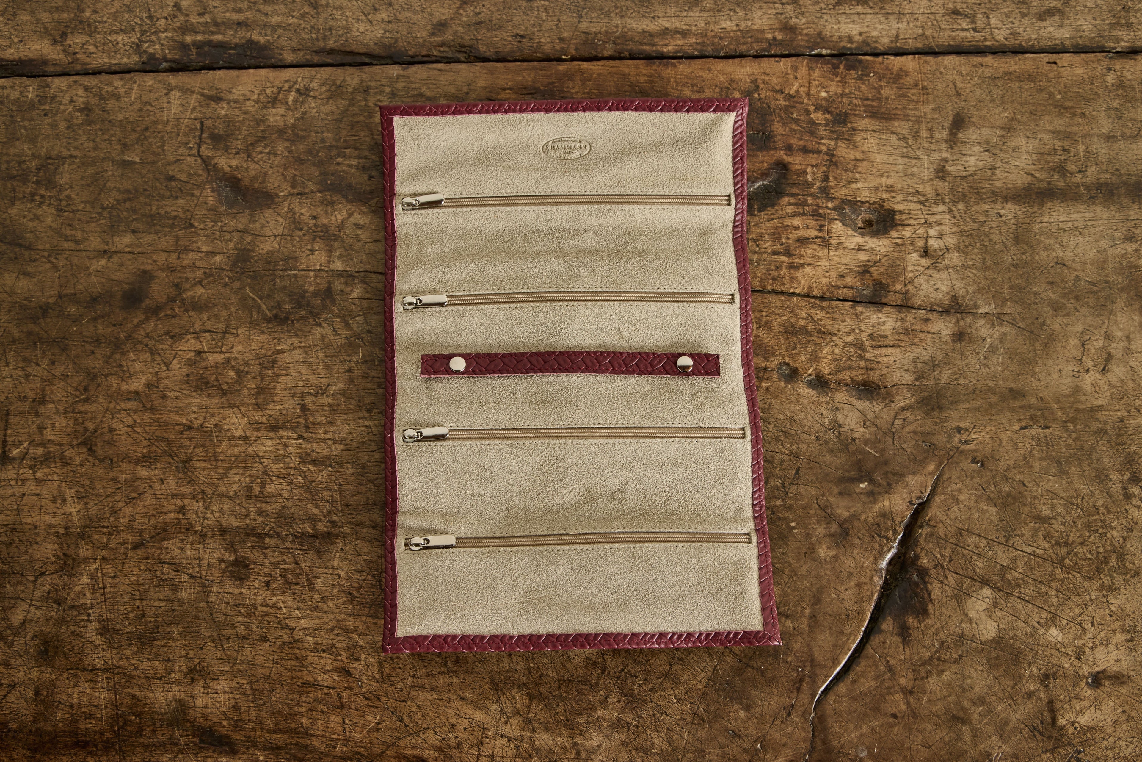 Nicky Kehoe - Burgundy Leather Jewelry Roll