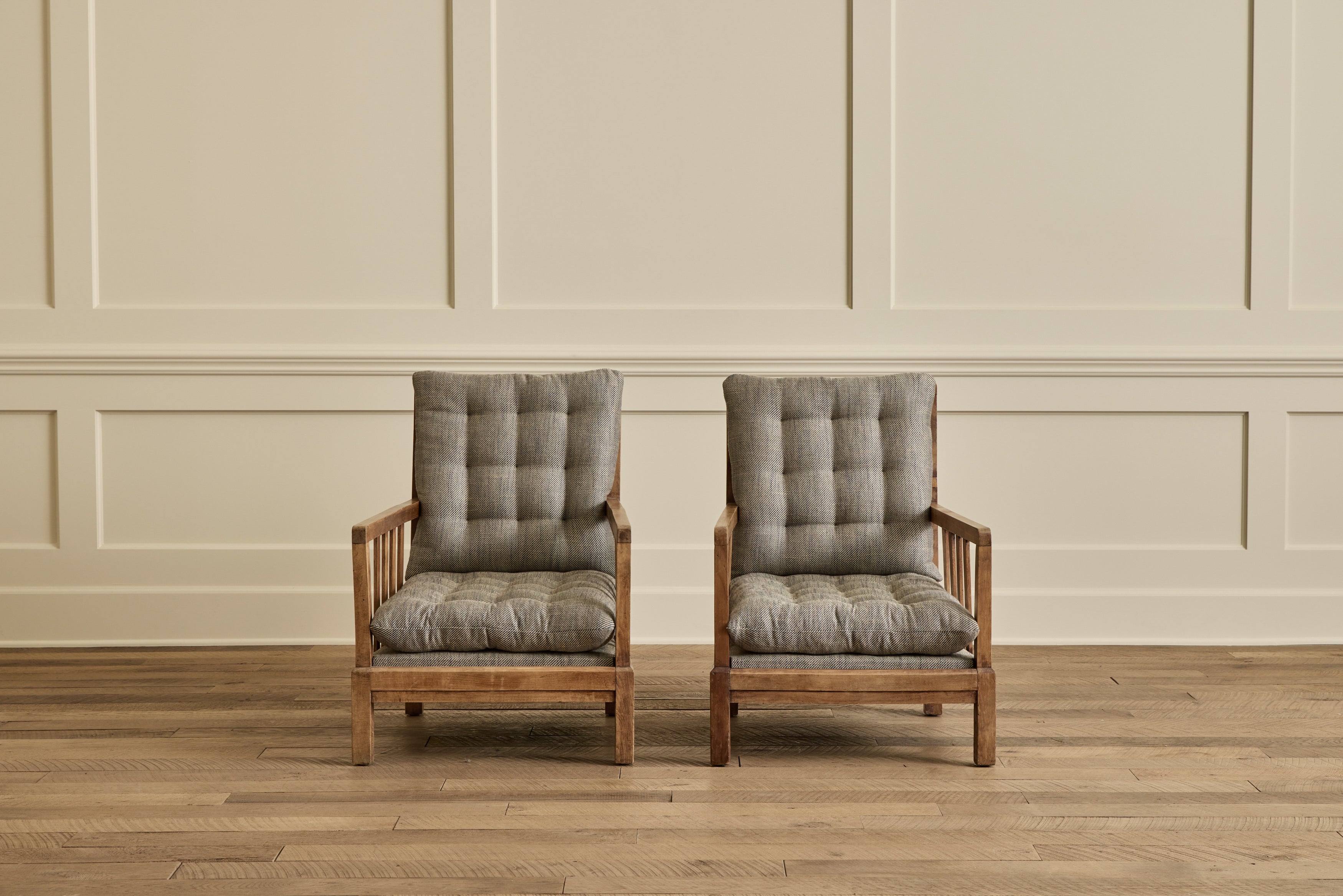 Nicky Kehoe - Pair of French Wood Arm Chairs