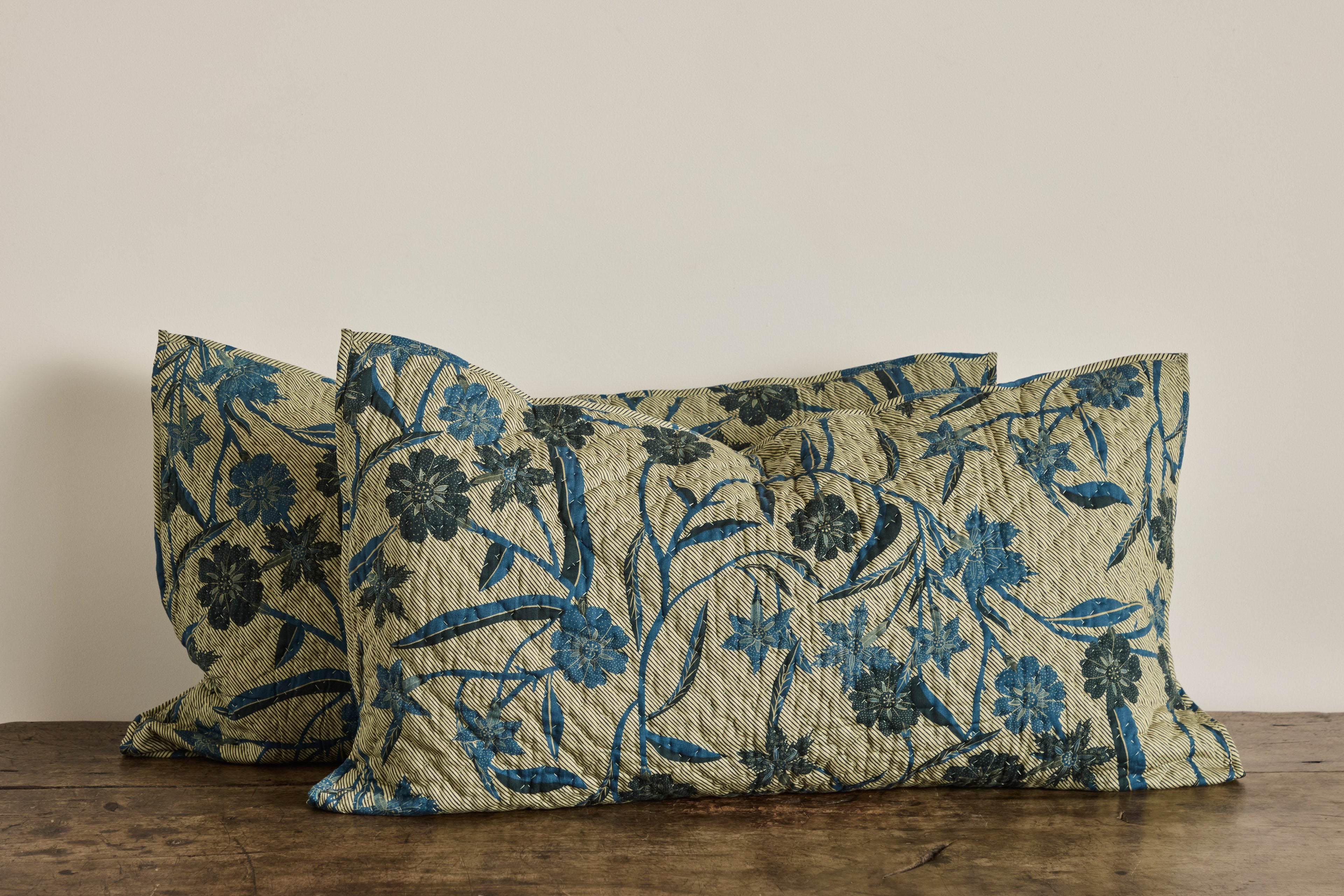 Nicky Kehoe - Floral Hash Stripe Shams, Set Of 2