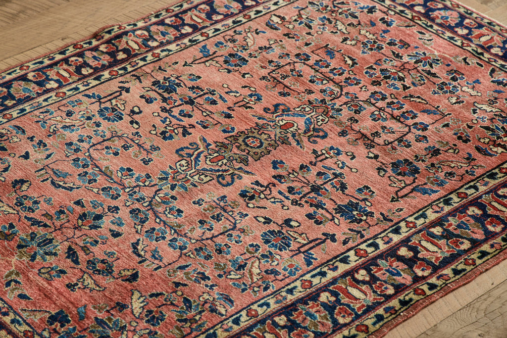Nicky Kehoe - Rose Pink Sarouk Rug 3'7 X 4'10