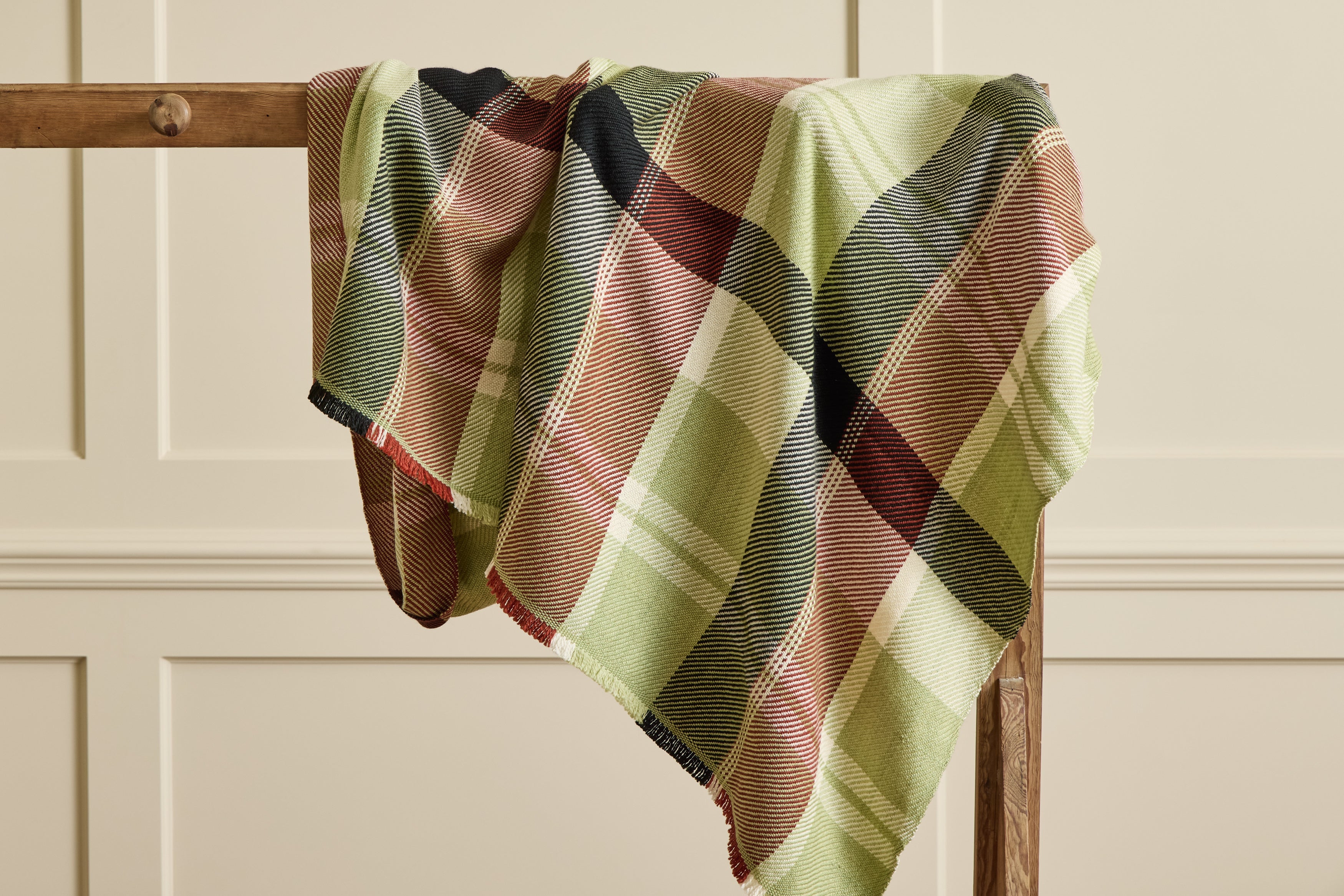 Nicky Kehoe - Merino Wool & Cashmere Throw in Basil Plaid