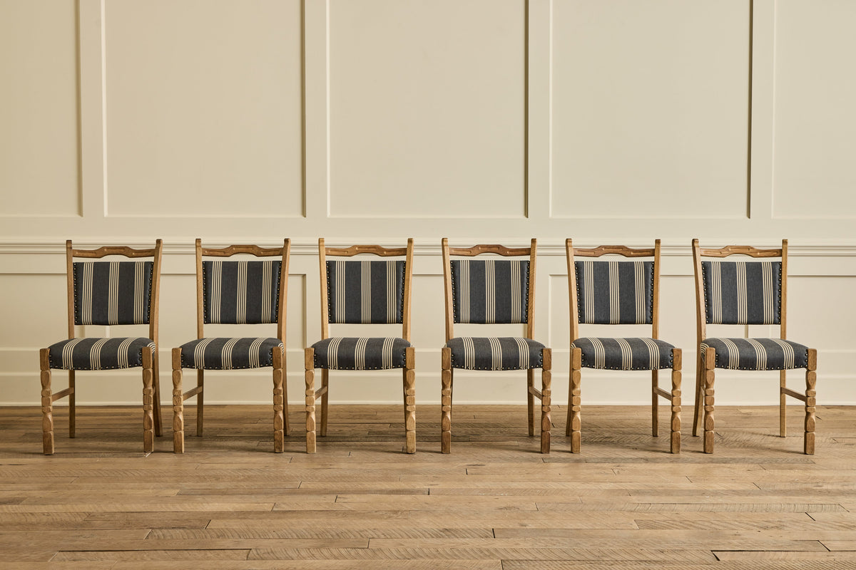 Nicky Kehoe - VTG SET OF 6 CARVED OAK DINING CHAIRS