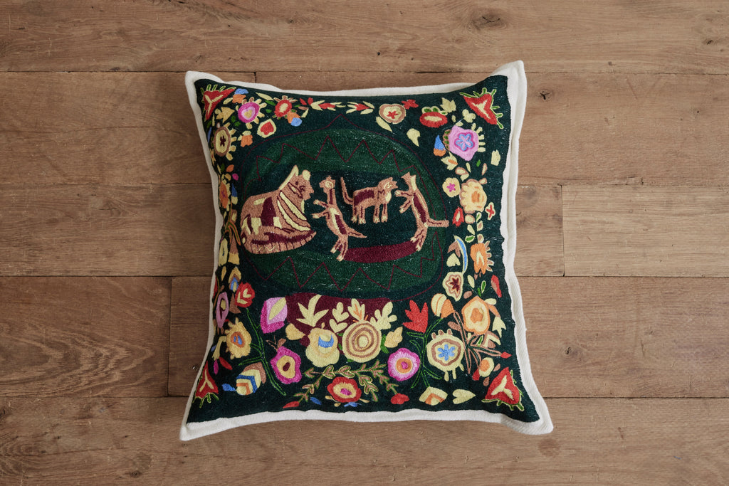 Nicky Kehoe - Kitten Embroidered Cashmere Pillow