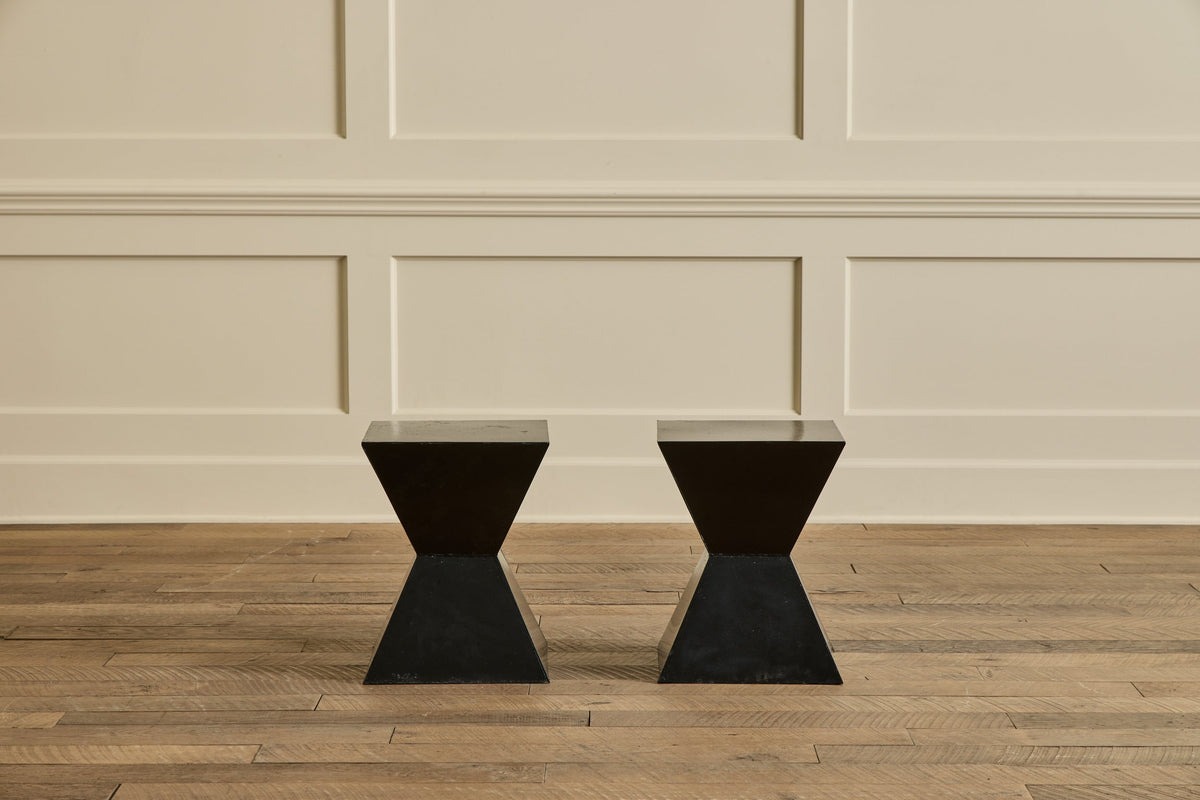 Nicky Kehoe - VTG PAIR OF BLACK GEOMETRIC SIDE TABLES