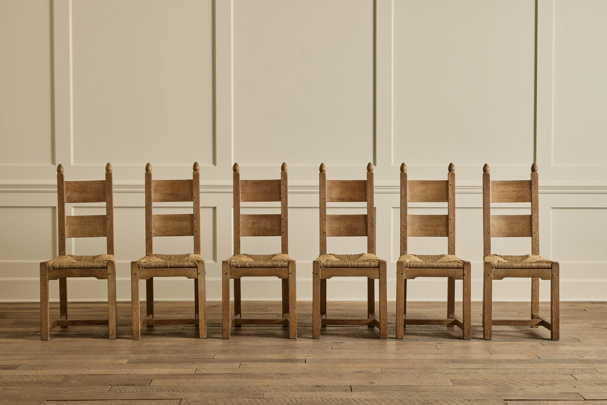 Nicky Kehoe - VTG SET OF 6 BELGIAN RUSH DINING CHAIRS