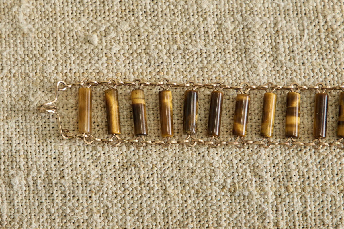 Nicky Kehoe - 1960s Tiger's Eye Link Bracelet