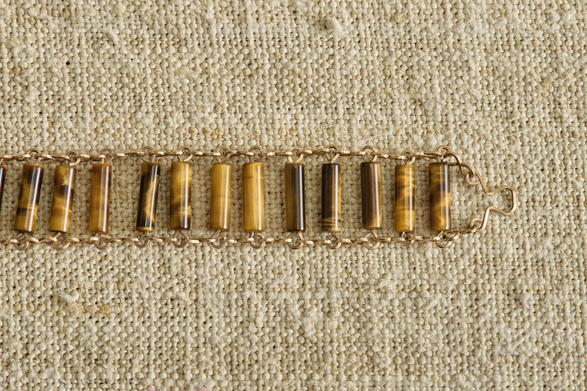 Nicky Kehoe - 1960s Tiger's Eye Link Bracelet