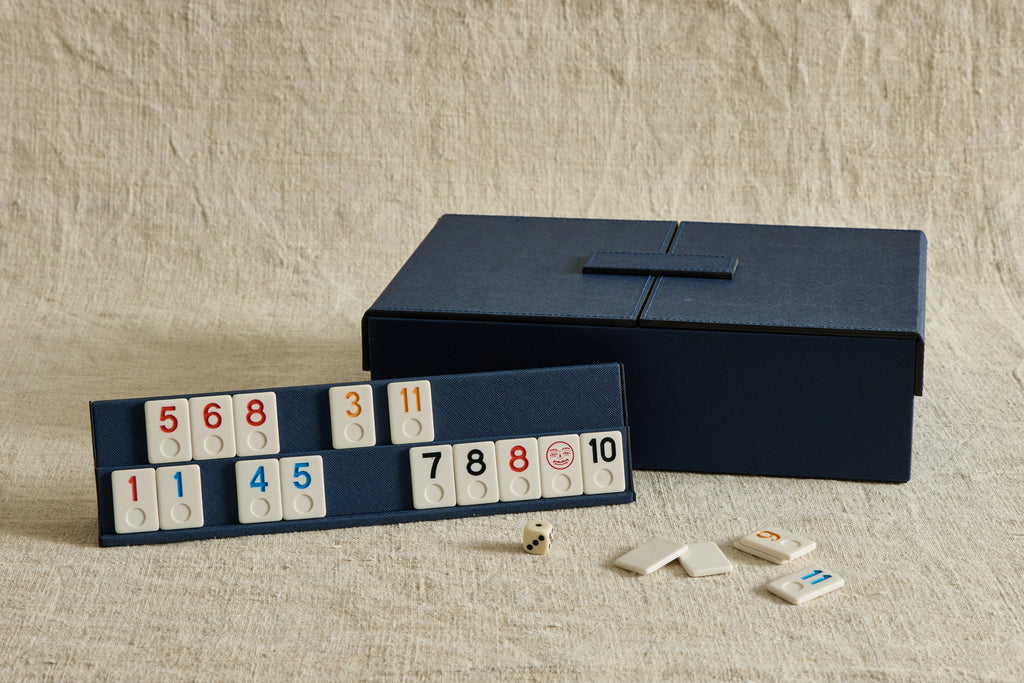 Nicky Kehoe - Rowan Leather Rummikub Set in Navy