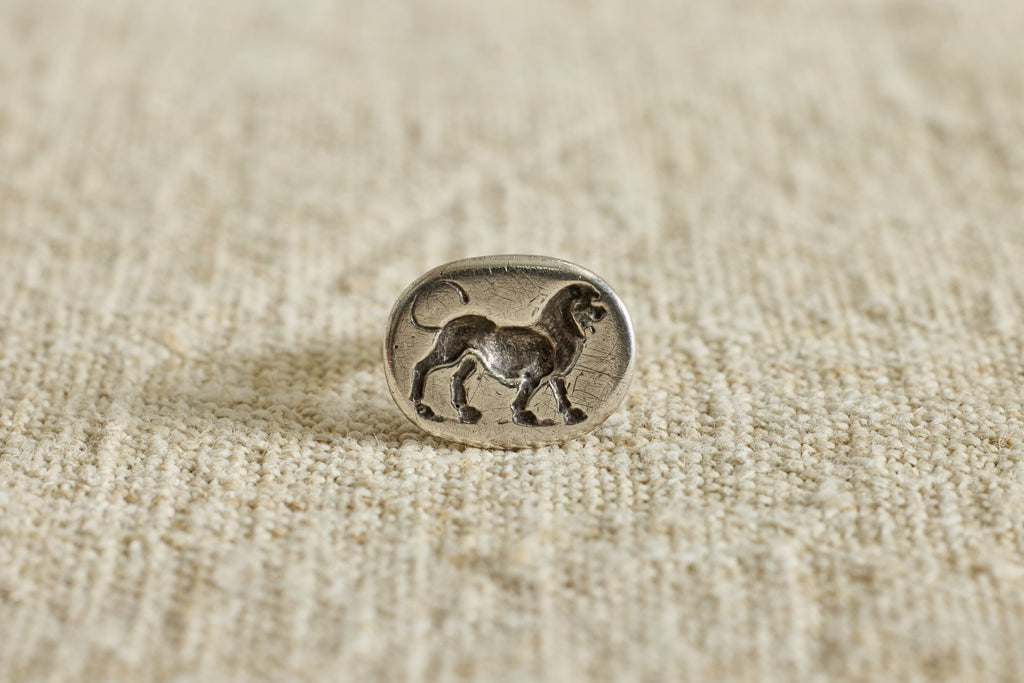 Nicky Kehoe - 1960s Sterling Silver Georgian Lion Crest Ring