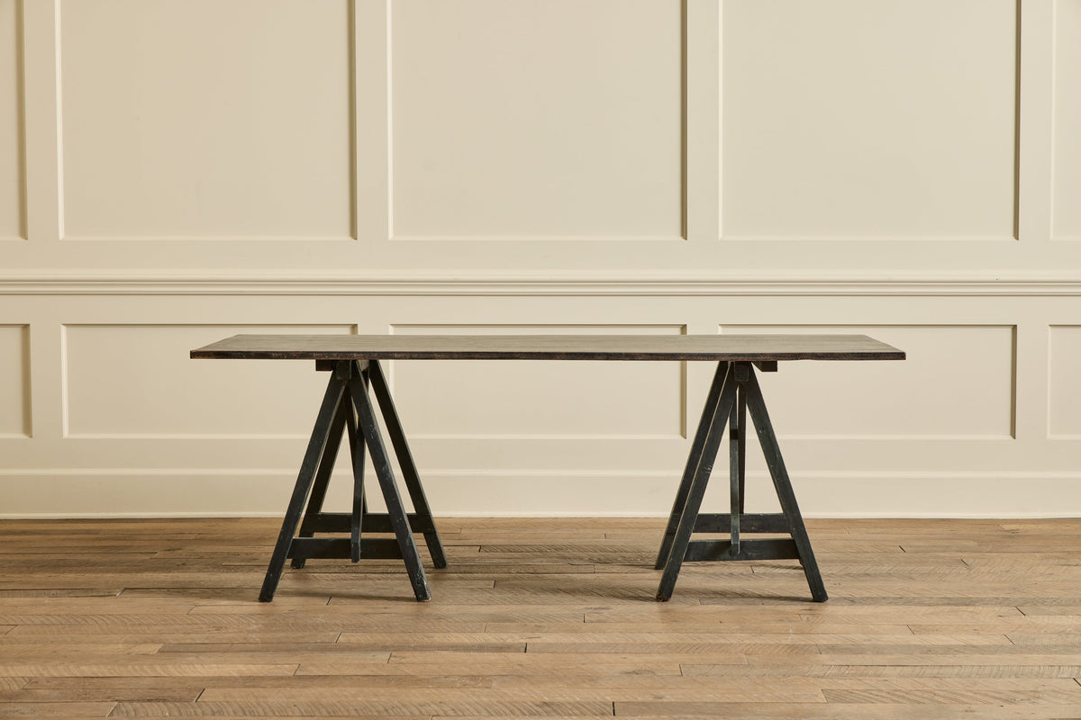 Nicky Kehoe - VTG BLACK OAK TRESTLE DESK