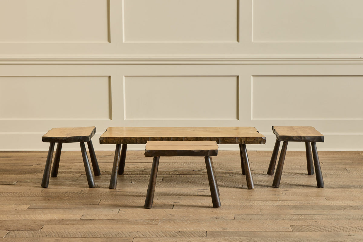 Nicky Kehoe - VTG COFFEE TABLE & 3 STOOLS
