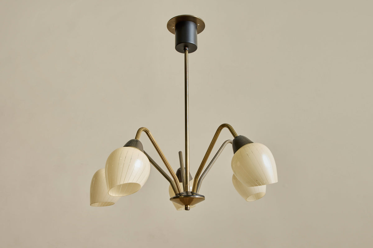 Nicky Kehoe - VTG SCANDINAVIAN BRASS & GLASS CHANDELIER