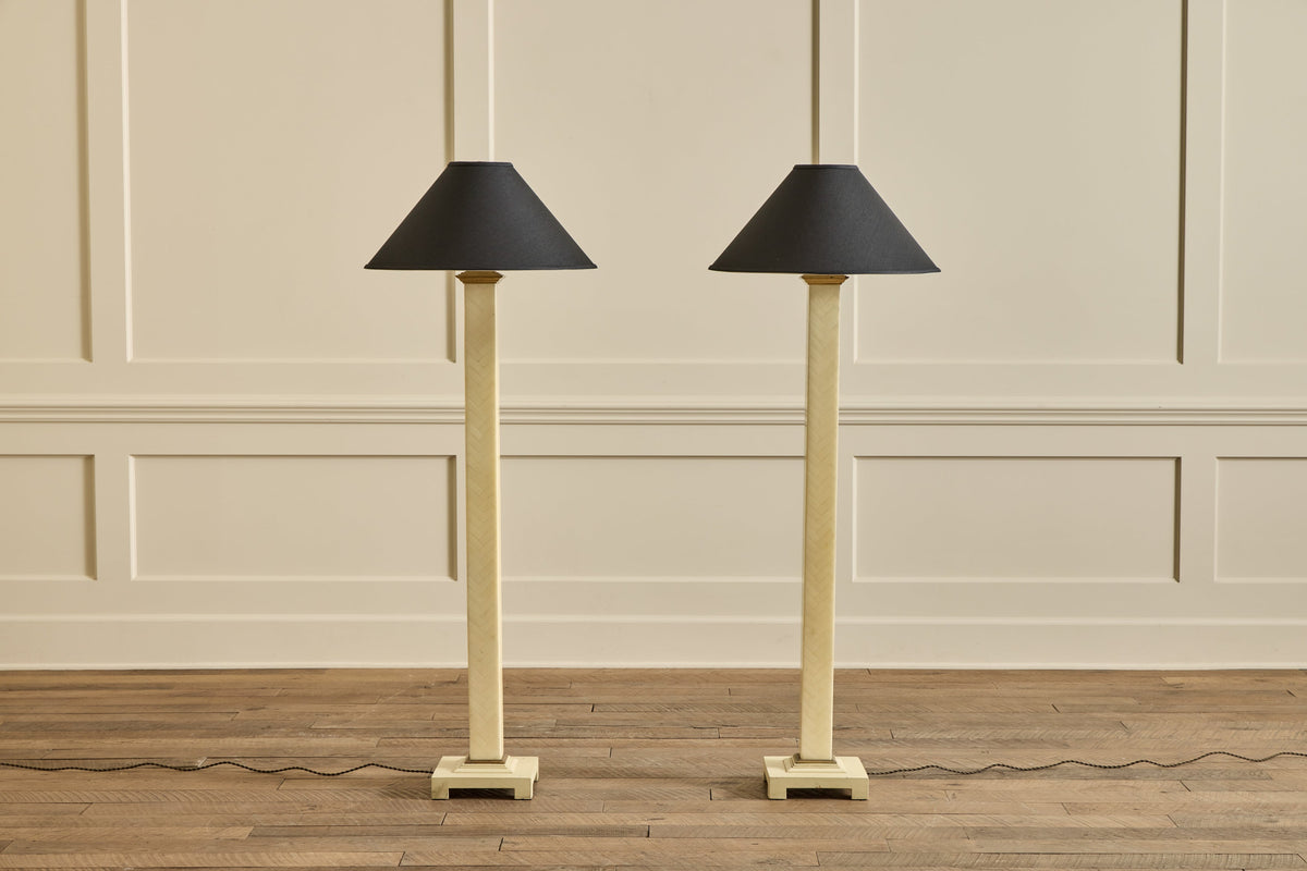 Nicky Kehoe - VTG PAIR OF TESSELLATED BONE FLOOR LAMPS