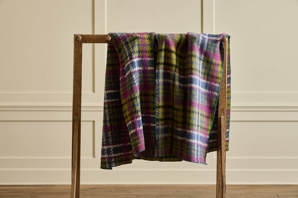 Nicky Kehoe - Italian Wool Throw in Tartan Peridot