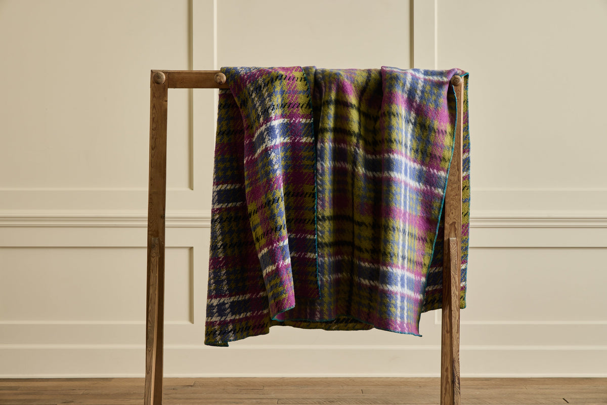 Nicky Kehoe - Italian Wool Throw in Tartan Peridot