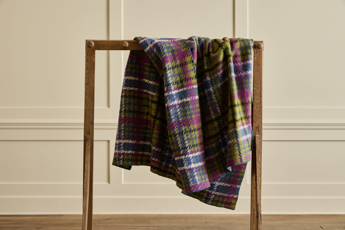 Nicky Kehoe - Italian Wool Throw in Tartan Peridot