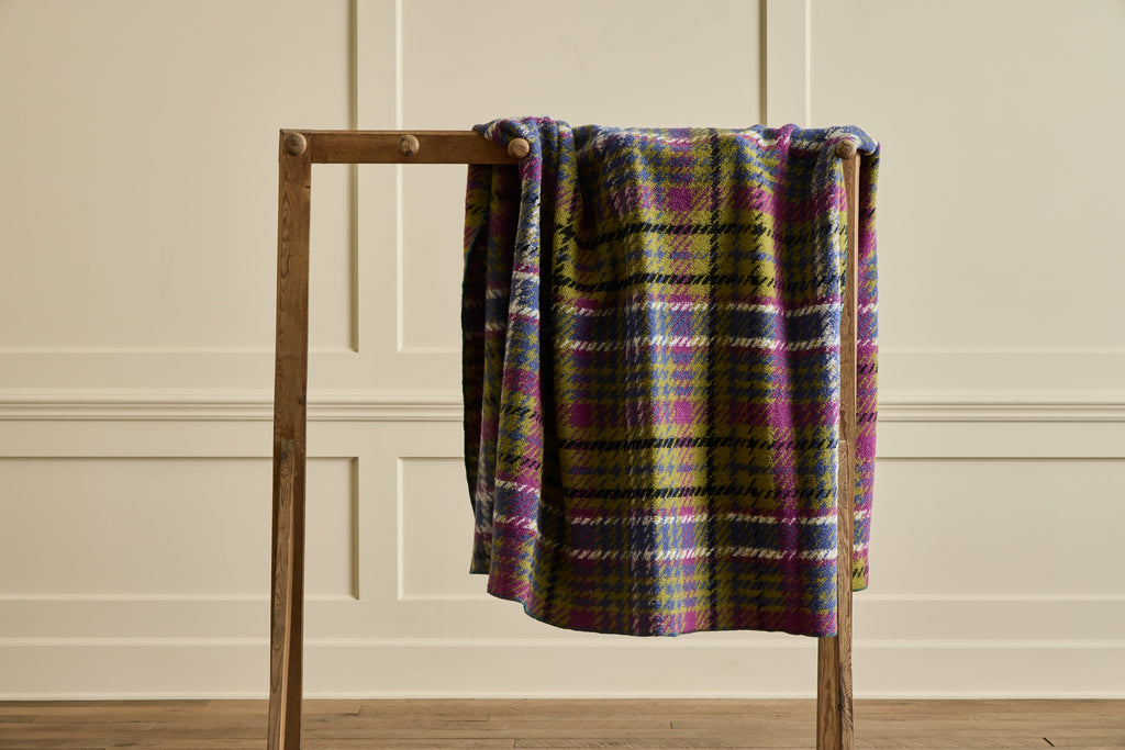 Nicky Kehoe - Italian Wool Throw in Tartan Peridot
