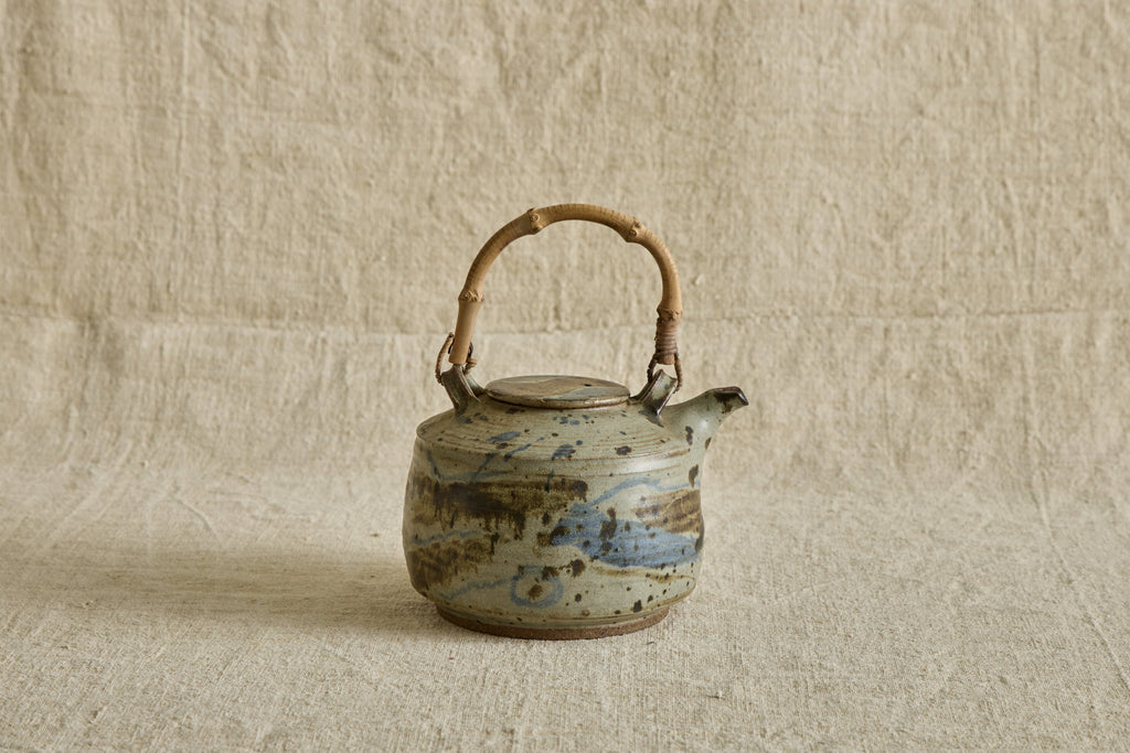 Nicky Kehoe - Blue Ceramic Teapot with Bamboo Handle