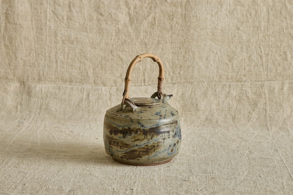 Nicky Kehoe - Blue Ceramic Teapot with Bamboo Handle